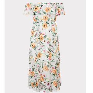Torrid Ivory Floral Off-Shoulder Maxi Dress